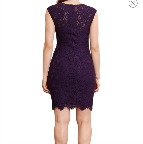 Lauren Ralph Lauren Women's Purple Lace V-neck Sheath Dress Size 4 - Picture 2 of 13